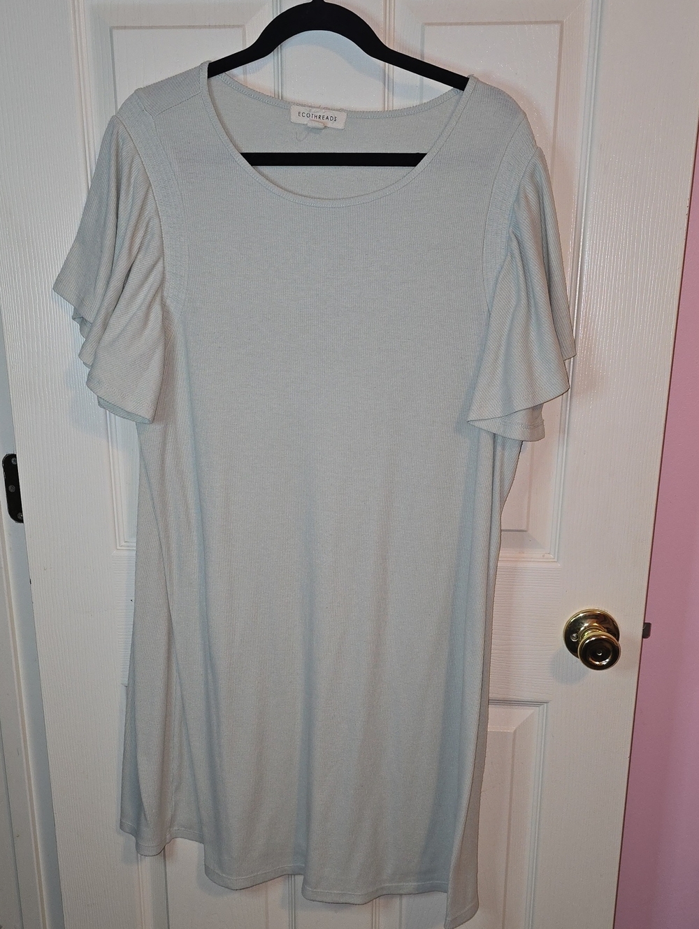 Light Gray Midi Dress with Ruffle Short Sleeves
